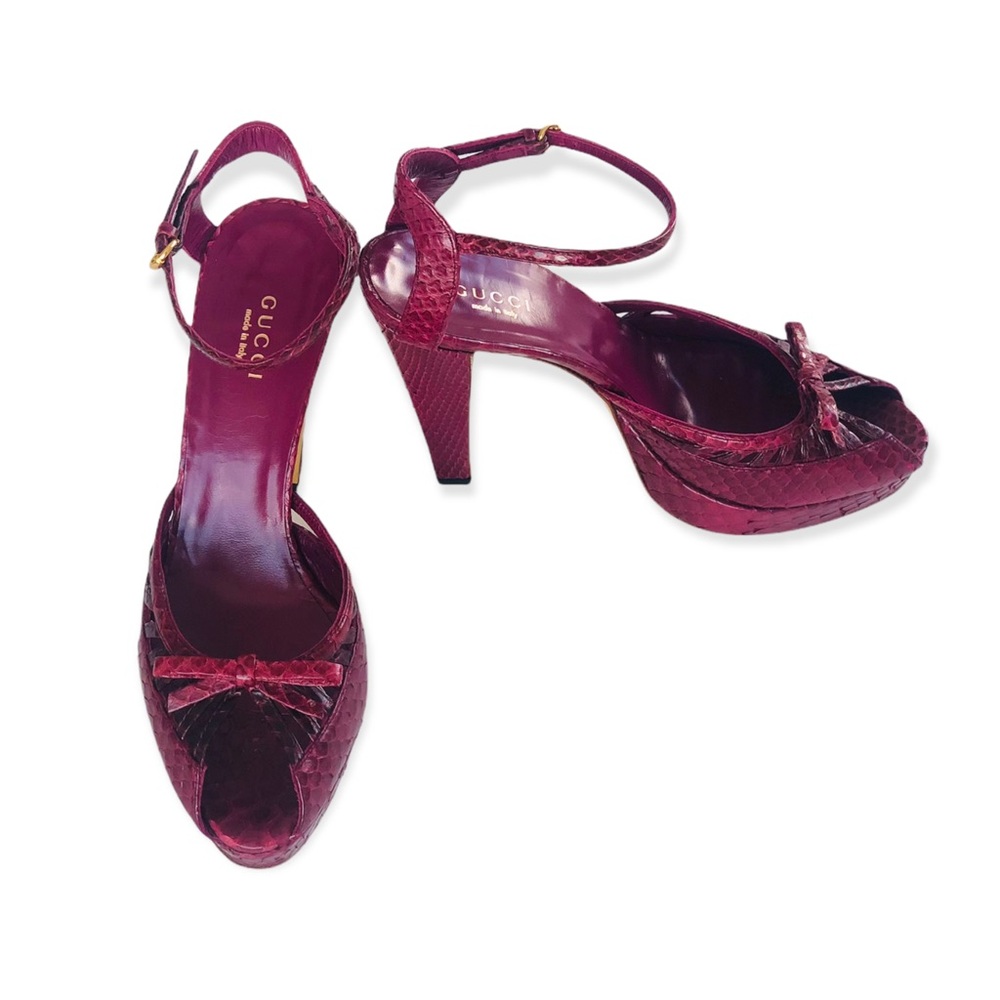 GUCCI Python Leather Platform Sandals - Picture 7 of 7